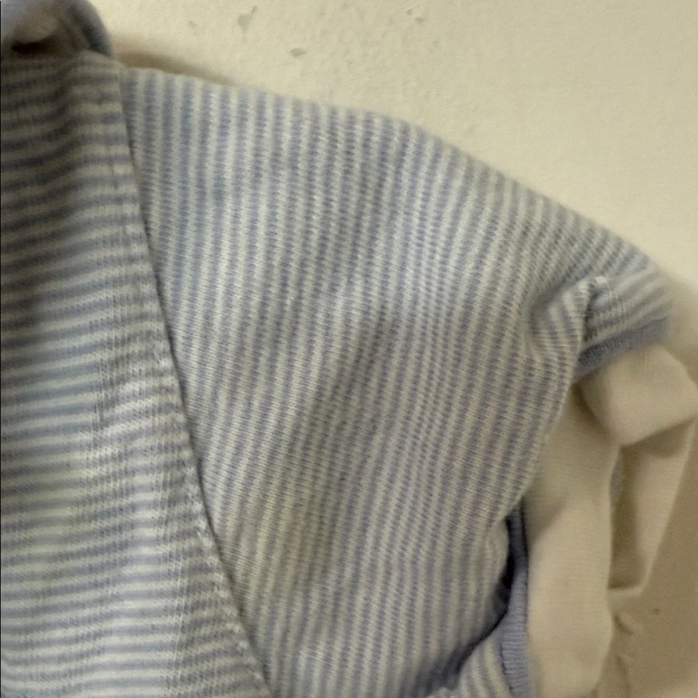 Little Me Blue Striped Baby Romper with Bear Design vintage